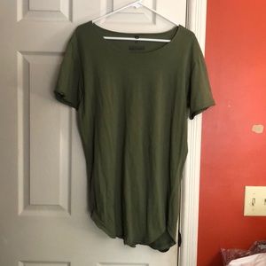 Alphabets olive green scoop neck shirt